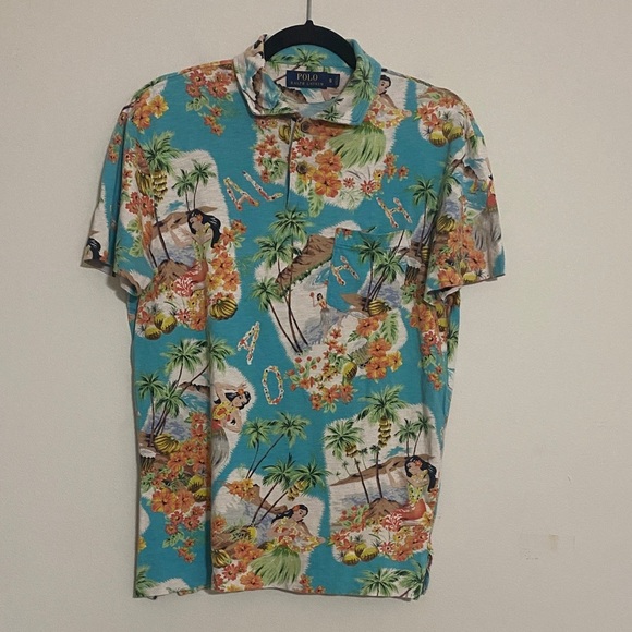 Polo Ralph Lauren Vibrant Tropical hula girl Print Shirt mens S vacation beach - Picture 1 of 7